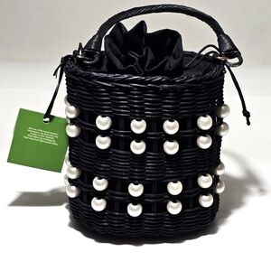 Kate Spade Black and White Basket Shoulder Bag